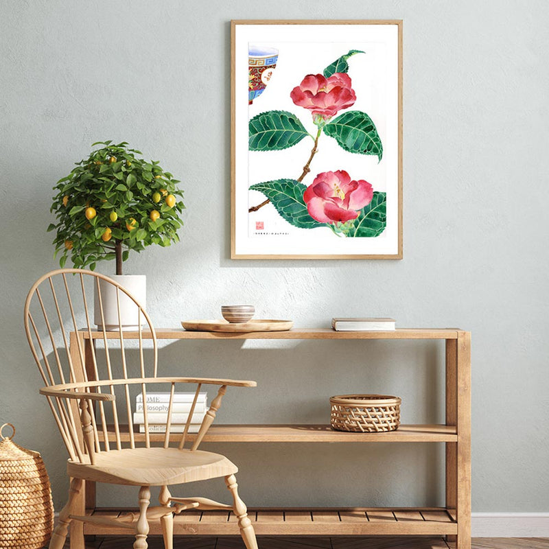 Camellias and Teacup (Mini - A4 / Print Only)