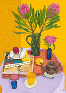 Proteas & Black Tea on Sunflower Gold Mini - A4 / Print Only