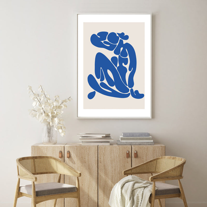 Blue Nude in Leaf Style Art Print by Marin Vaan Zaal
