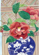 Red Camellias and Lao Weaving